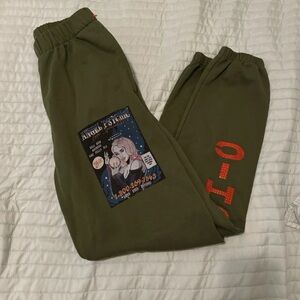 Boys Lie Olive Green Joggers with Red Accents